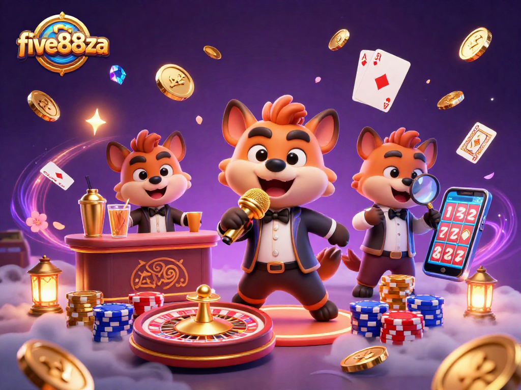 Experience the excitement of five88za with hyenas in a vibrant comedy casino scene.