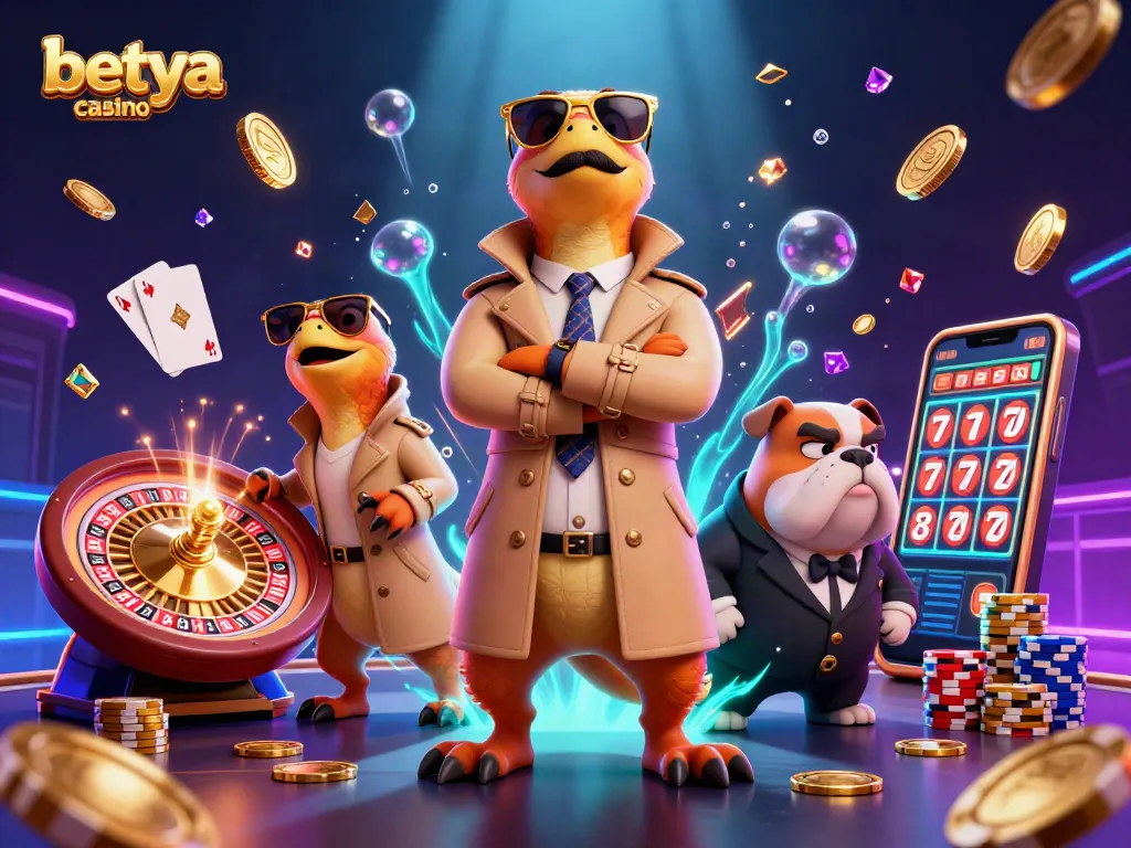 Experience the thrilling atmosphere of Betya casino with raptors and cash-filled excitement.