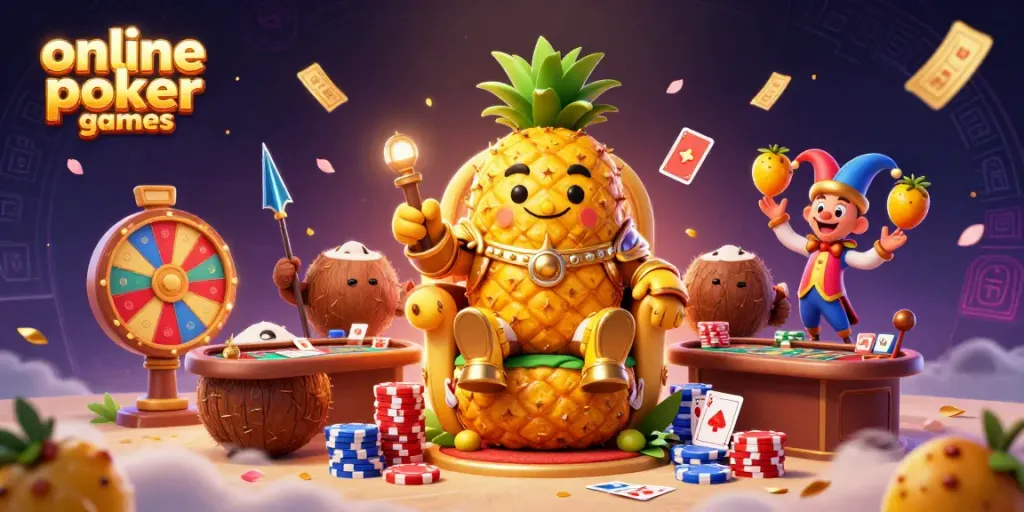 Experience the thrill of online poker games with a vibrant casino scene depicting action and excitement.